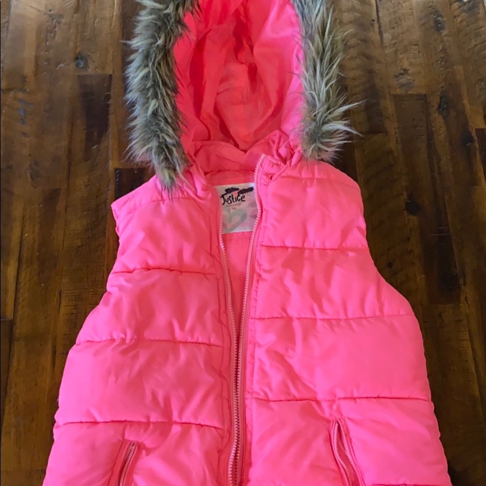 Girls pink justice vest